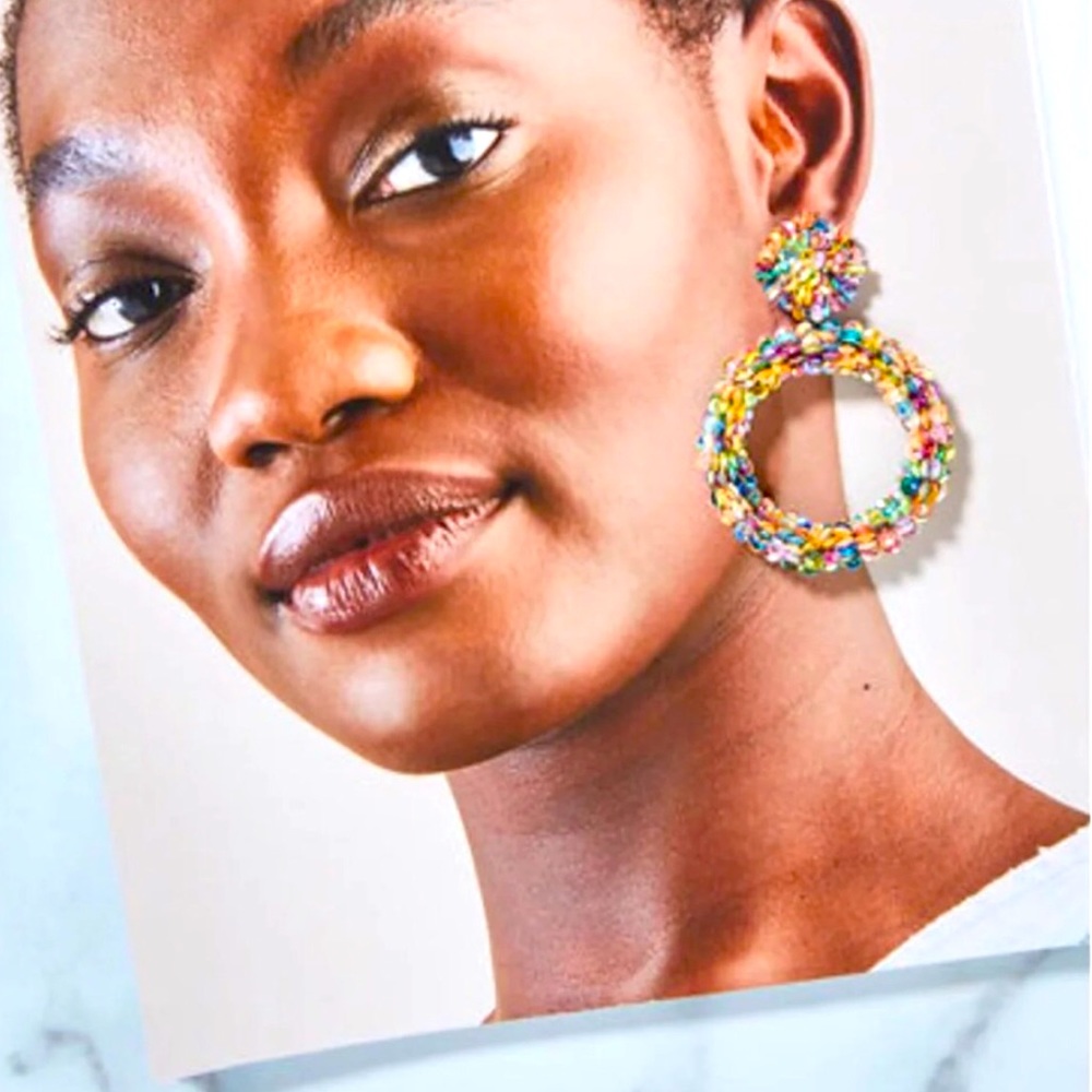 Stella & Dot🌈ColorfullyFUN Sequin Oh Ya Statement Earrings Limited Editi… - Picture 4 of 10